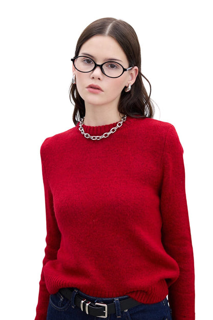 Schwarzer Strickpullover mit Kragen