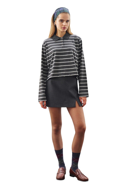 Schwarzes Polo-Shirt mit Streifen