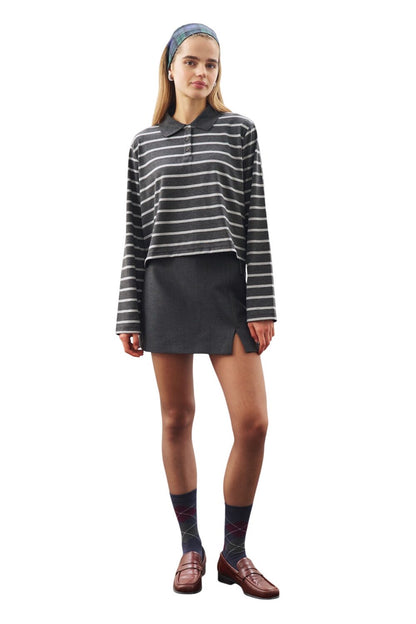 Schwarzes Polo-Shirt mit Streifen