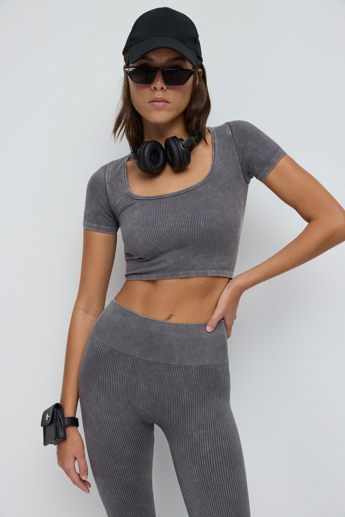 Kurzärmelige Crop-Bluse