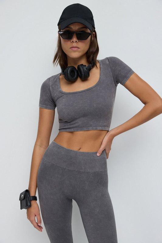 Kurzärmelige Crop-Bluse
