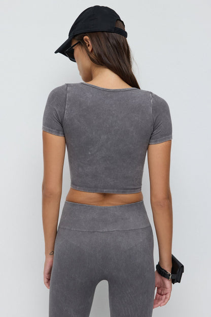 Kurzärmelige Crop-Bluse
