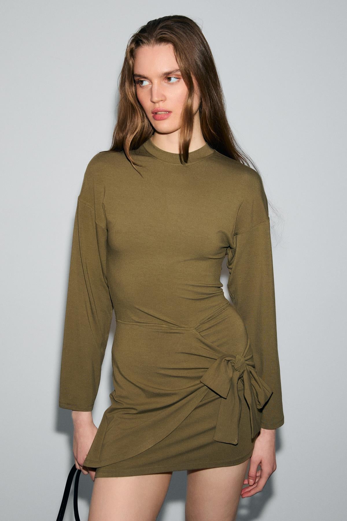 GRIMELANGE SEVLEY Damen Minikleid mit Schleife Khaki