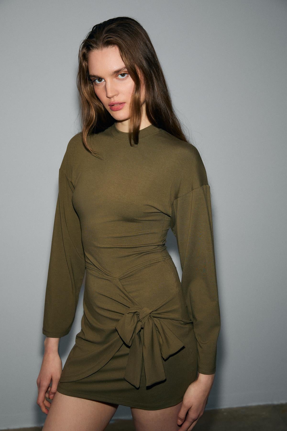 GRIMELANGE SEVLEY Damen Minikleid mit Schleife Khaki