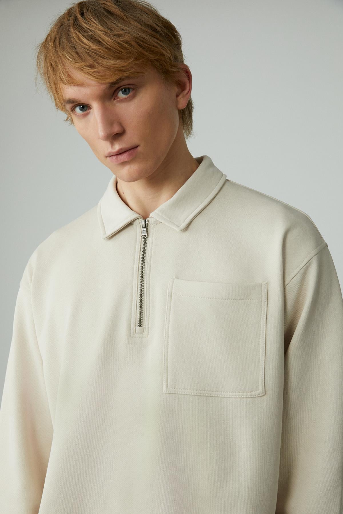 GRIMELANGE SHIFTD Herren Zip Sweatshirt Rundhals Beige
