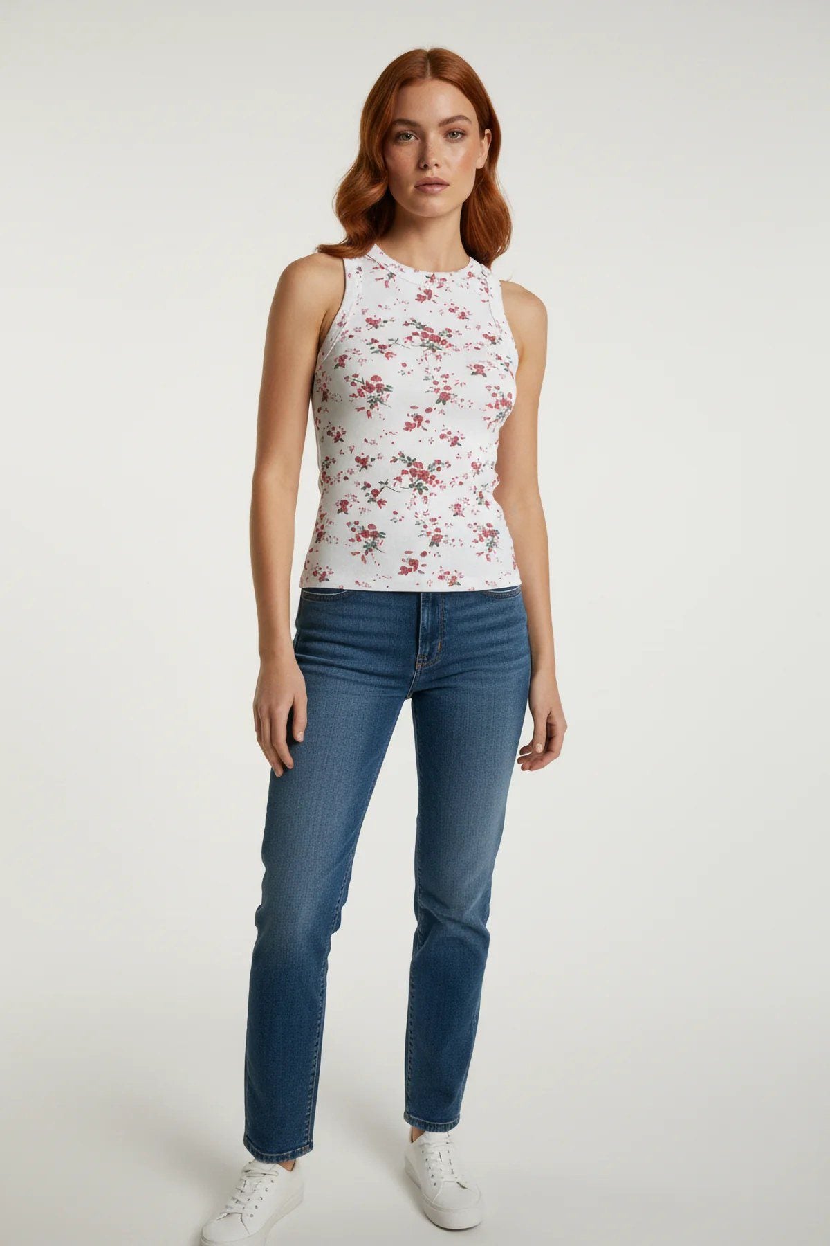 Ärmelloses Tanktop mit Blumenmuster