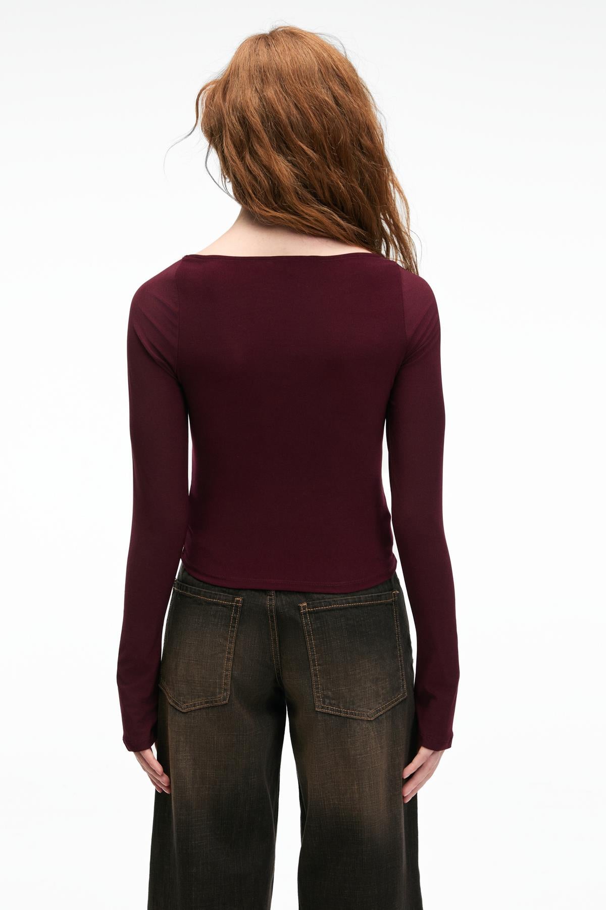 GRIMELANGE SILIVRA Damen Slim-Fit-Bluse Bordeaux