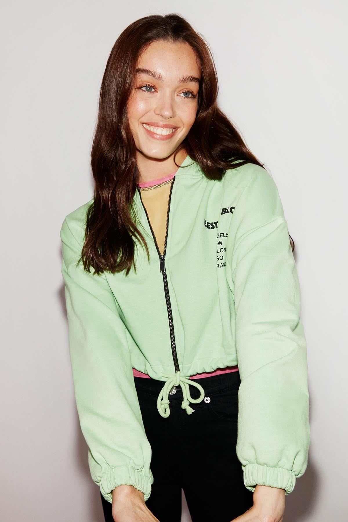 ETHIQUET SILK Crop Sweatshirt Green
