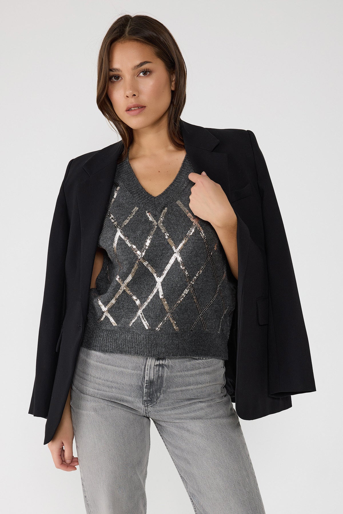 Paillettenstrickpullover