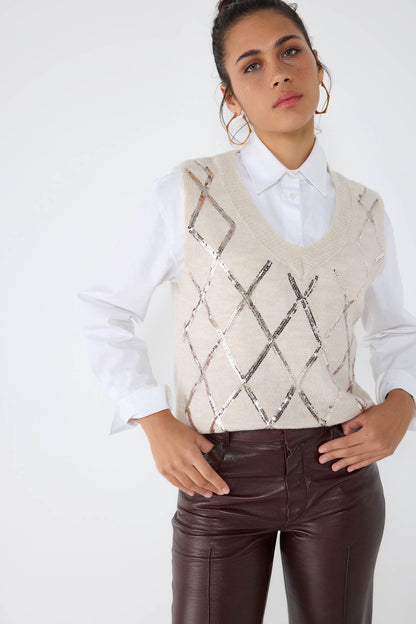 Paillettenstrickpullover