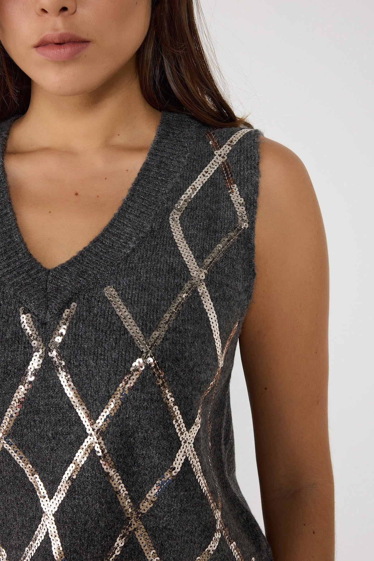 Paillettenstrickpullover