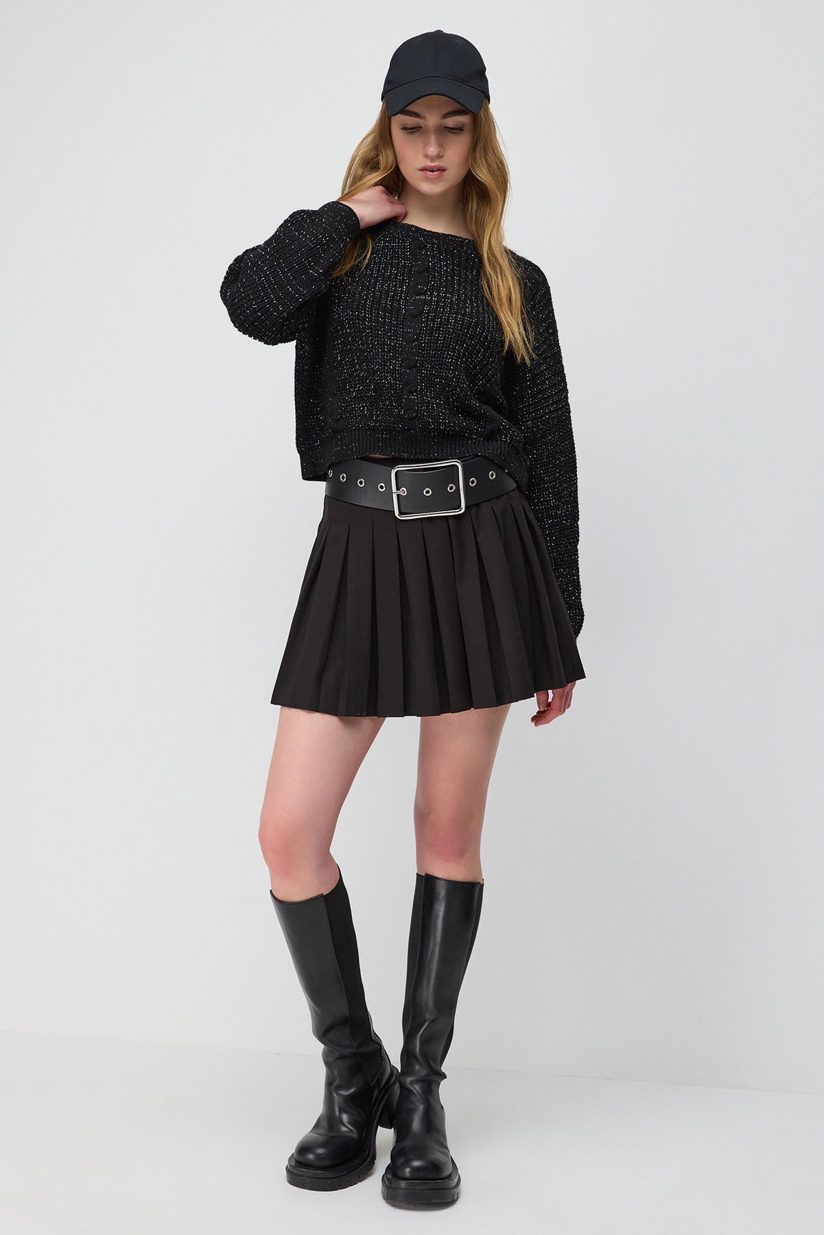 Glitzernder Crop-Pullover