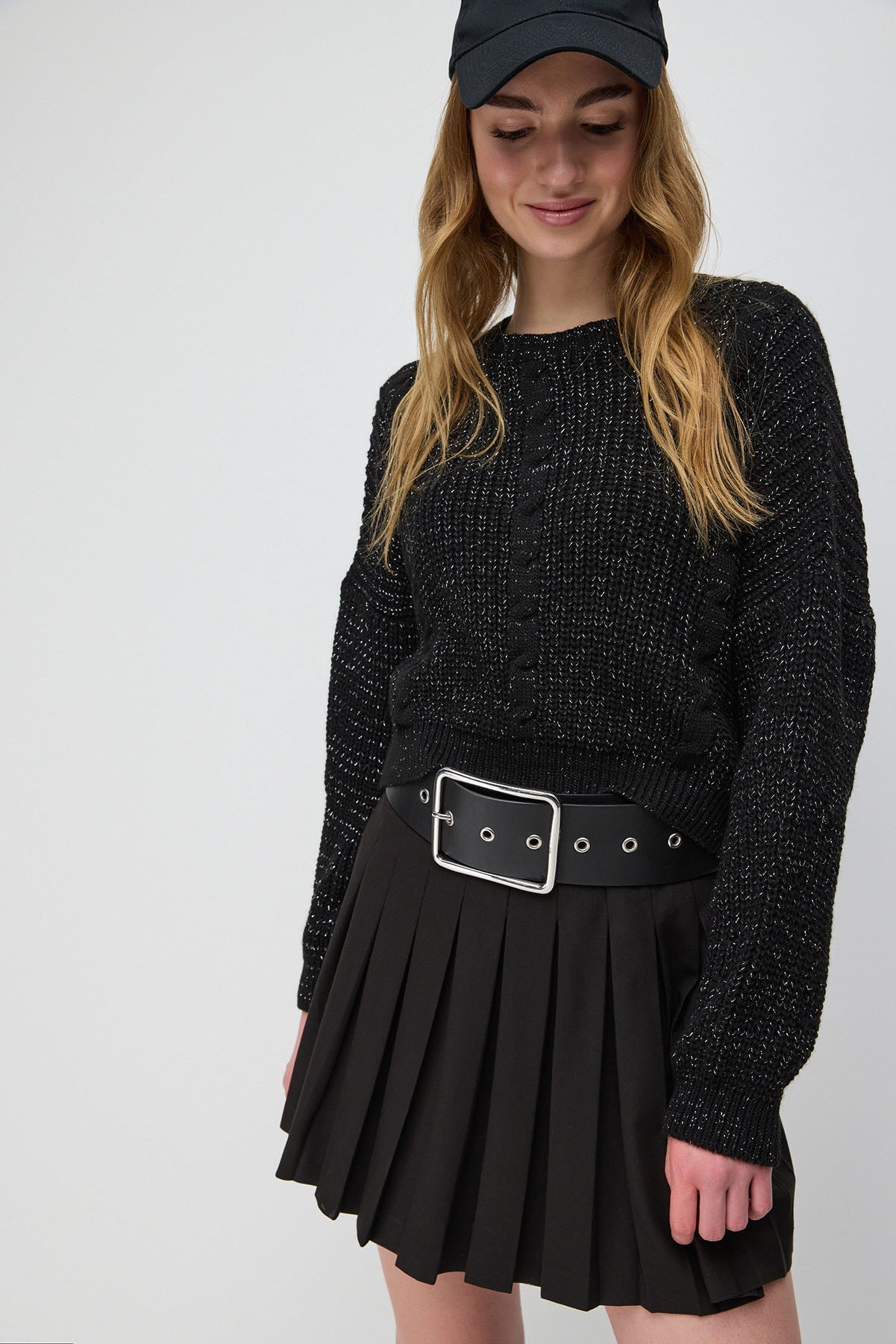 Glitzernder Crop-Pullover