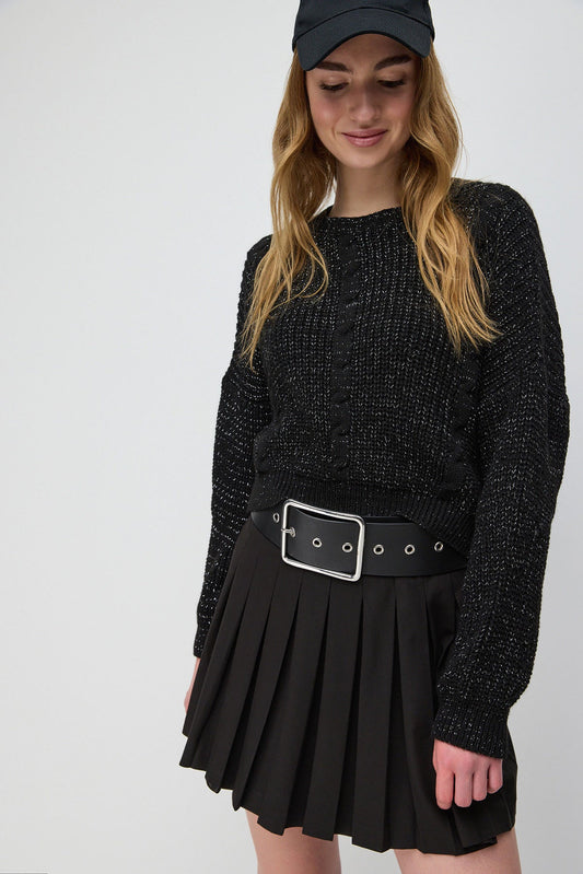 Glitzernder Crop-Pullover
