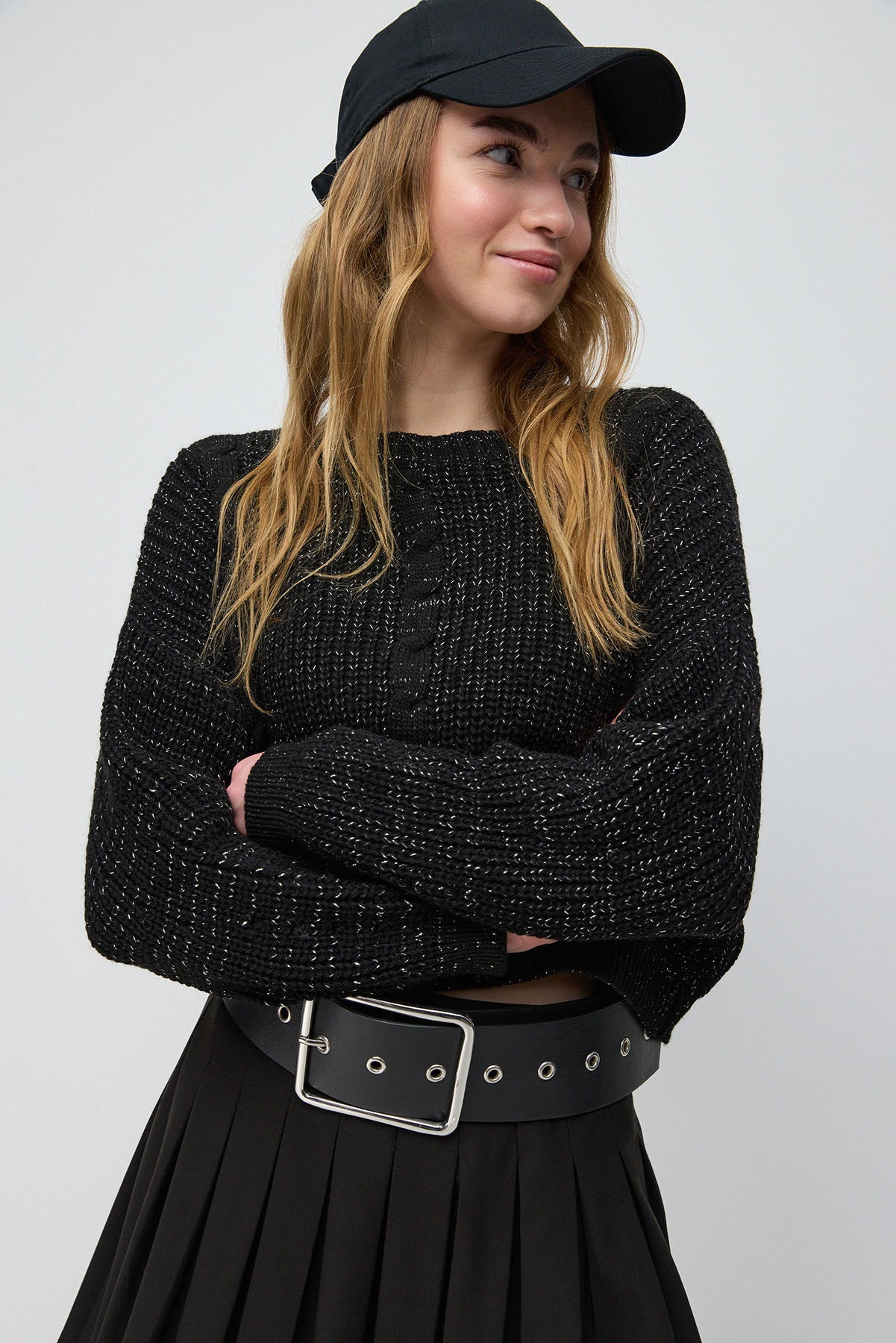 Glitzernder Crop-Pullover