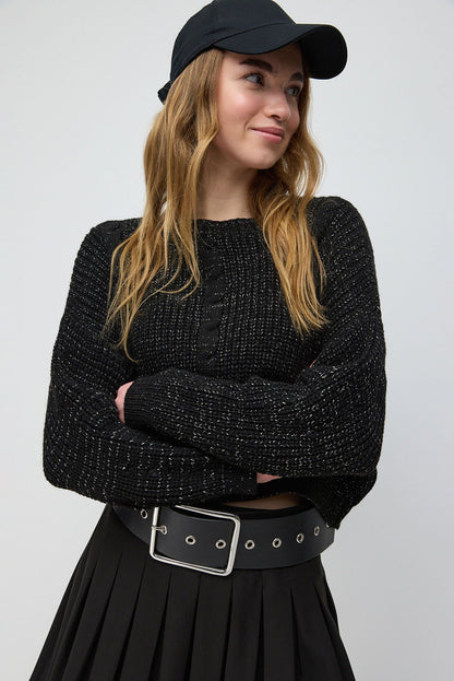 Glitzernder Crop-Pullover