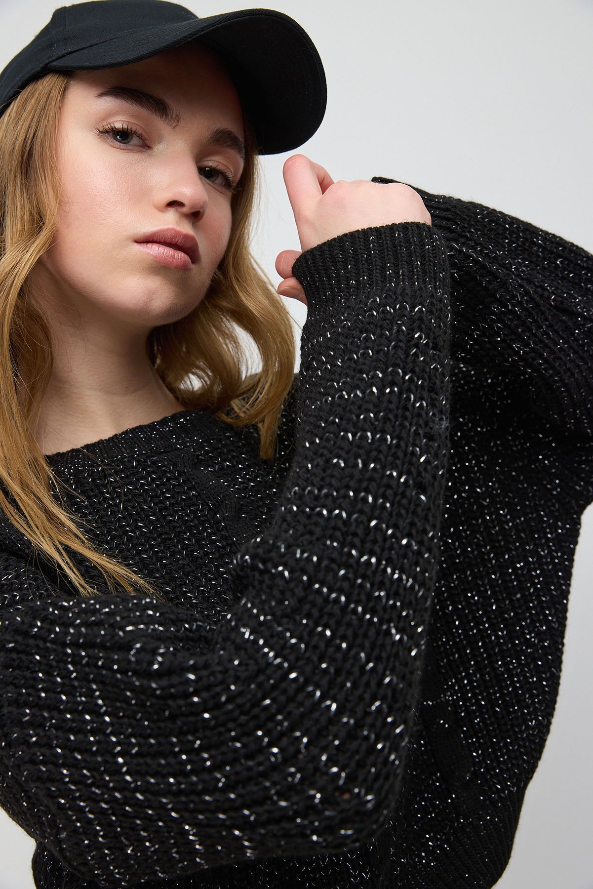 Glitzernder Crop-Pullover
