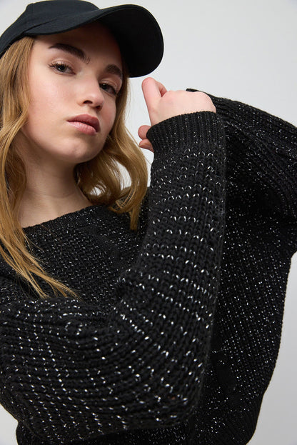 Glitzernder Crop-Pullover