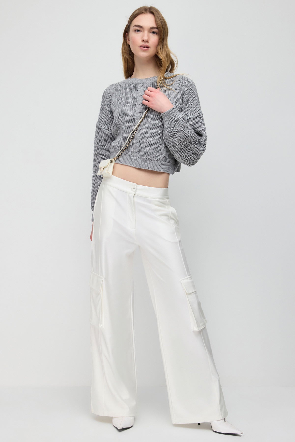 Glitzernder Crop-Pullover