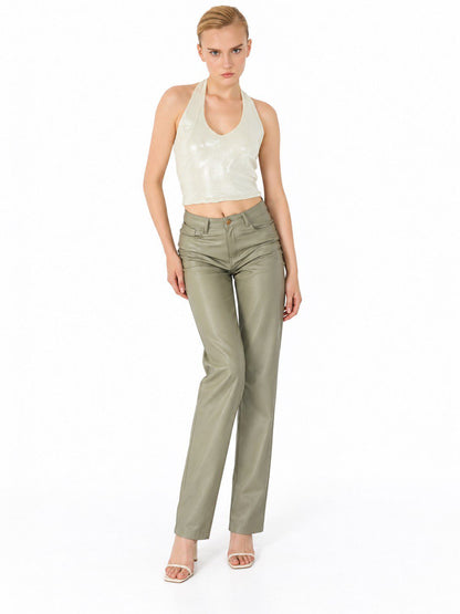 Glitzerndes Neckholder-Crop-Top