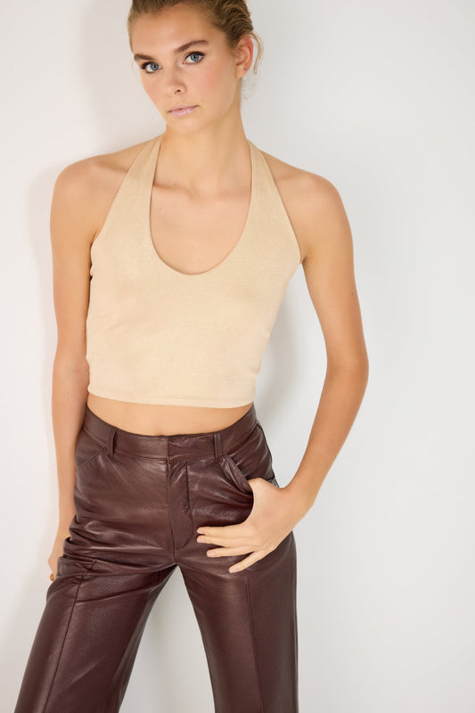 Glitzerndes Neckholder-Crop-Top
