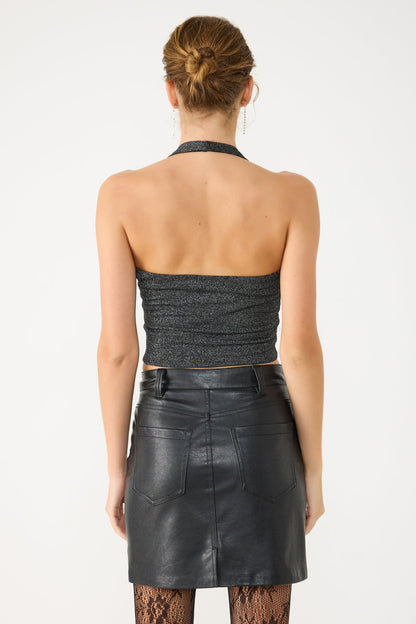 Glitzerndes Neckholder-Crop-Top