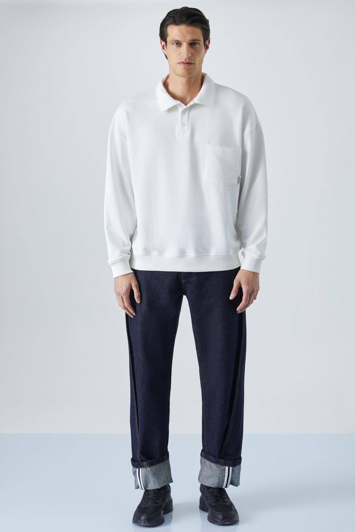 GRIMELANGE SIMPLYFY Herren Polo Sweatshirt Weiß