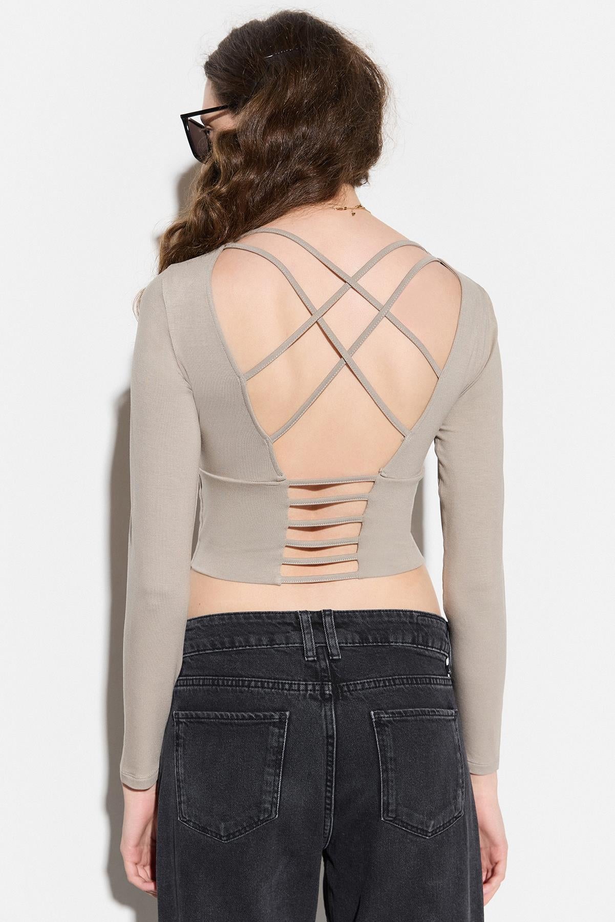 Langärmelige Crop-Bluse