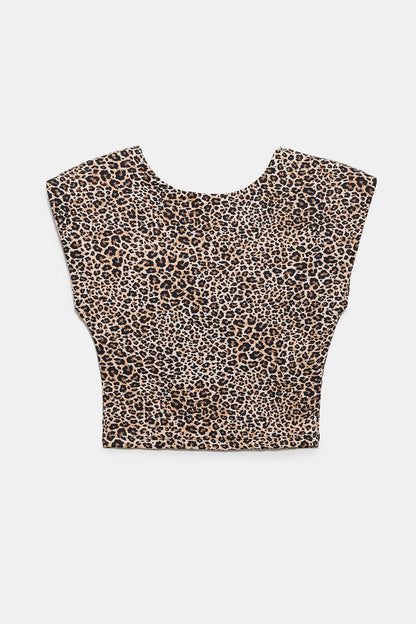 Leopardenmuster-Body mit rückenfreiem Design