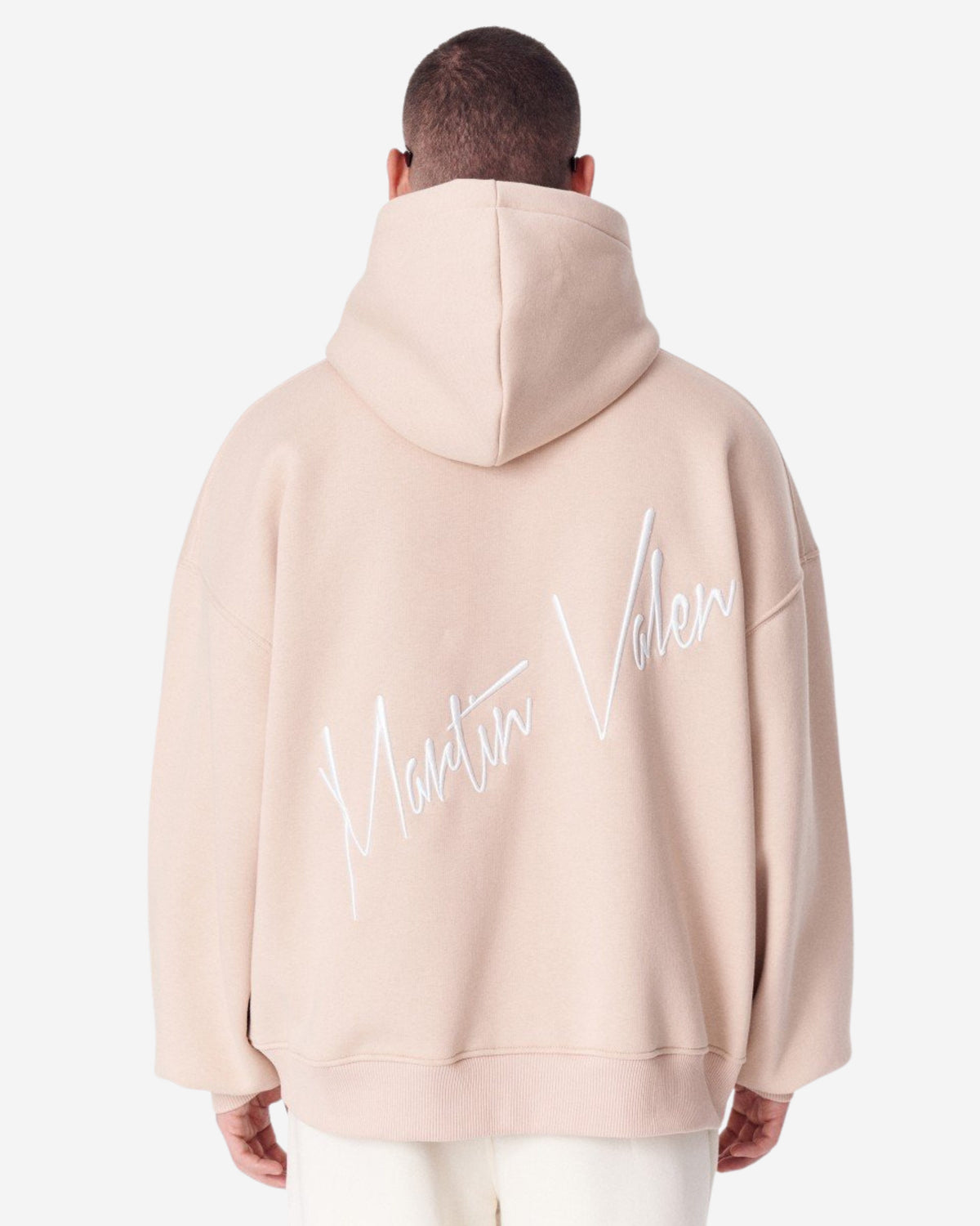 Bestickter Beige Kapuzenpullover - Größe L