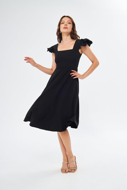 Midikleid mit eckigem Ausschnitt