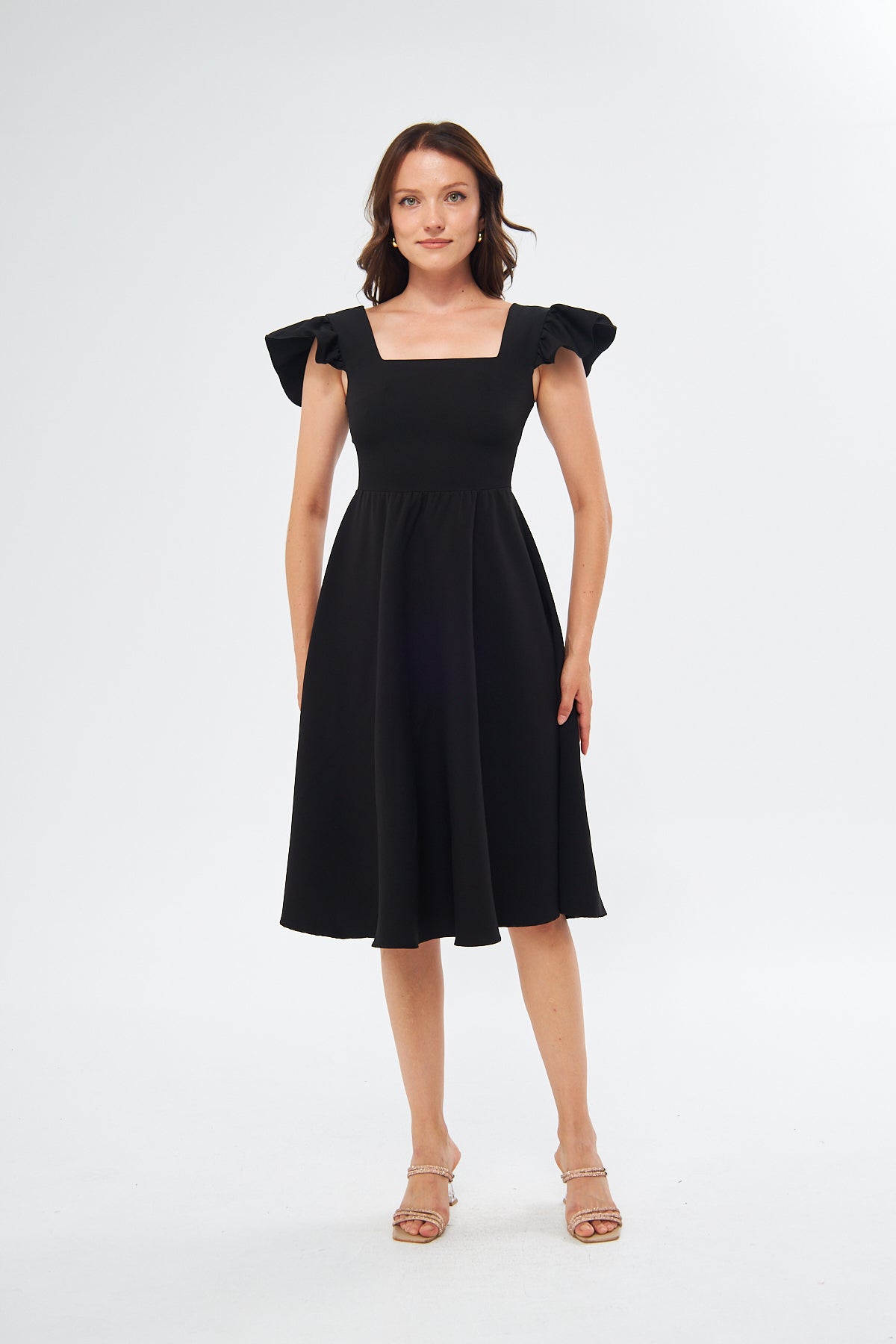 Midikleid mit eckigem Ausschnitt