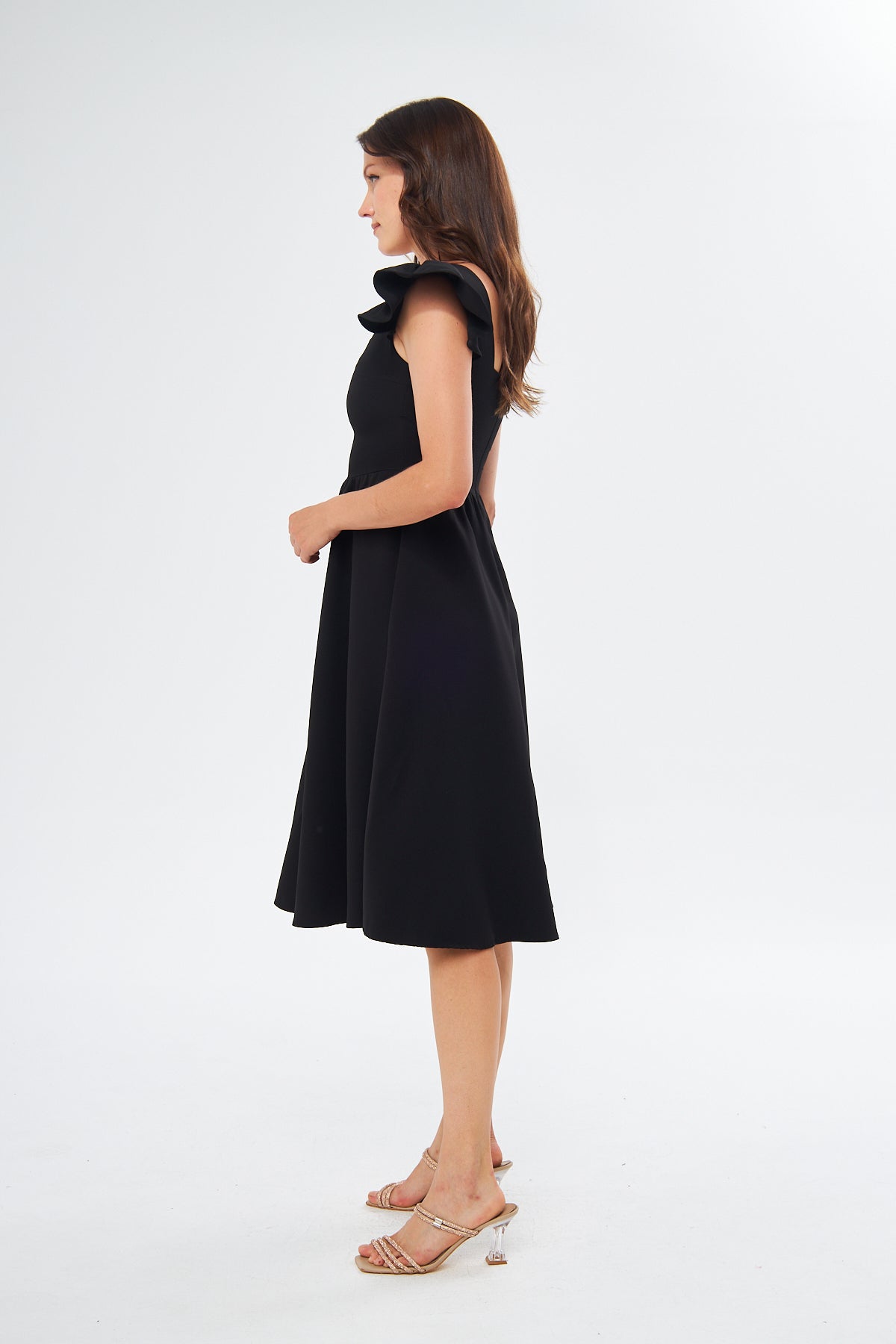 Midikleid mit eckigem Ausschnitt