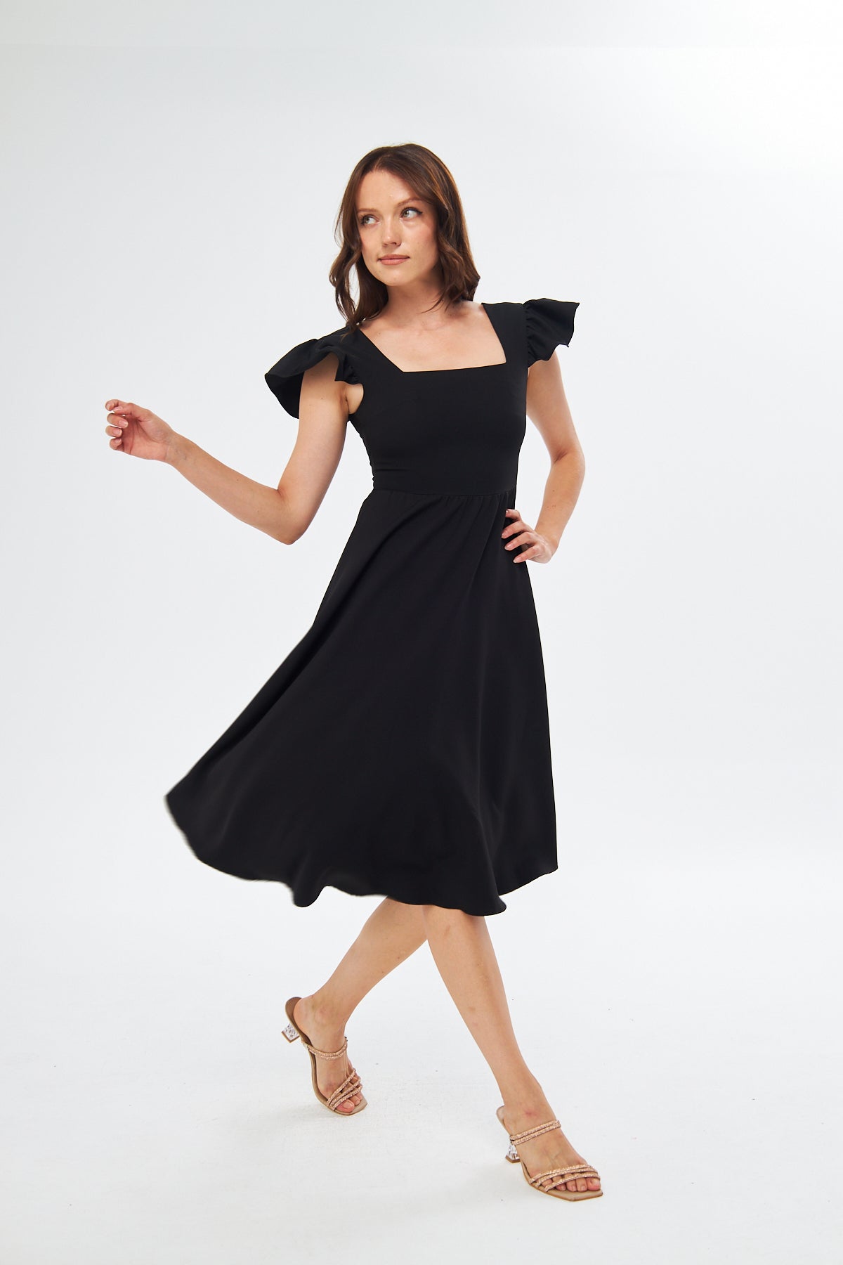 Midikleid mit eckigem Ausschnitt