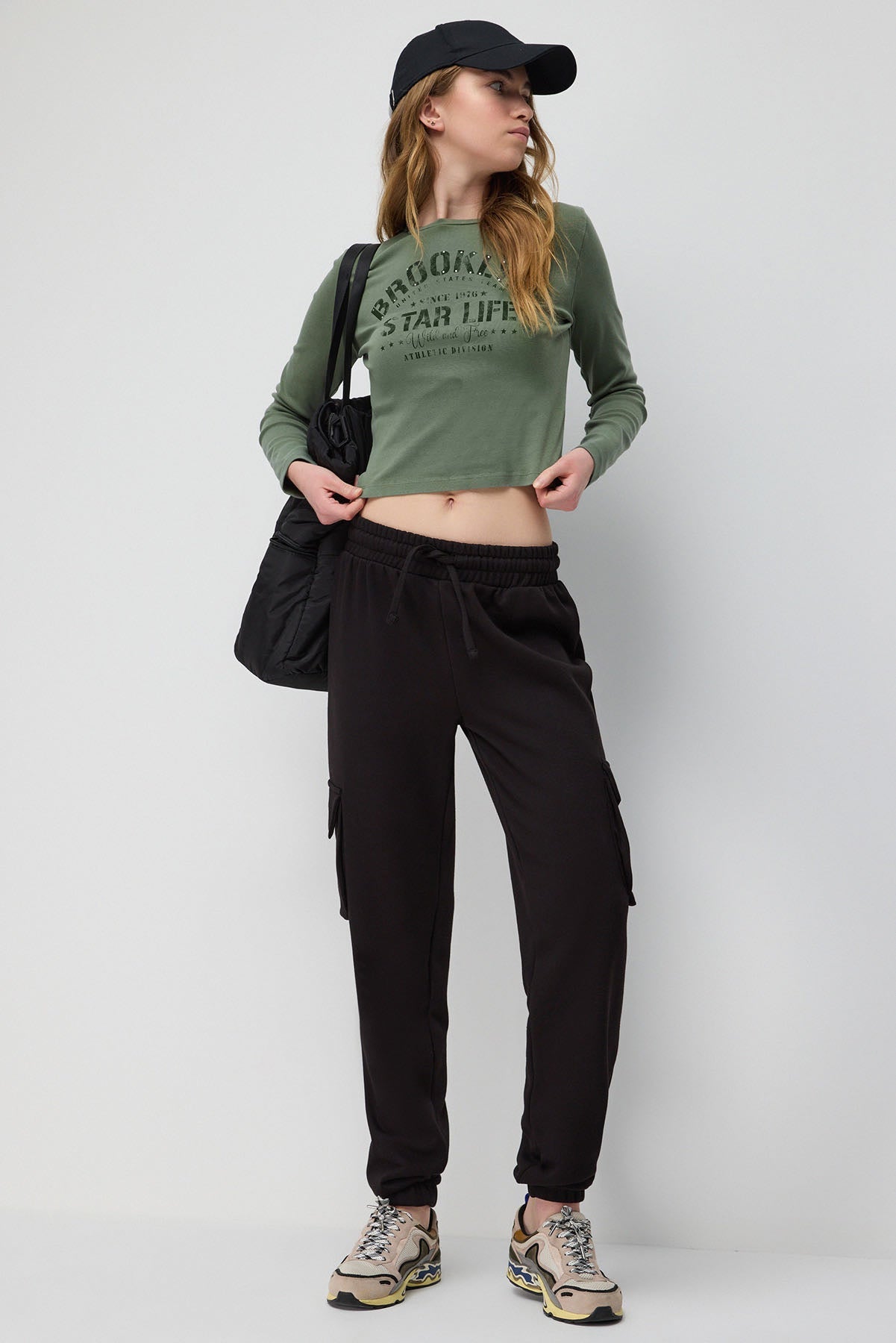 Schwarze Basic Cargo Jogger-Sweatpants