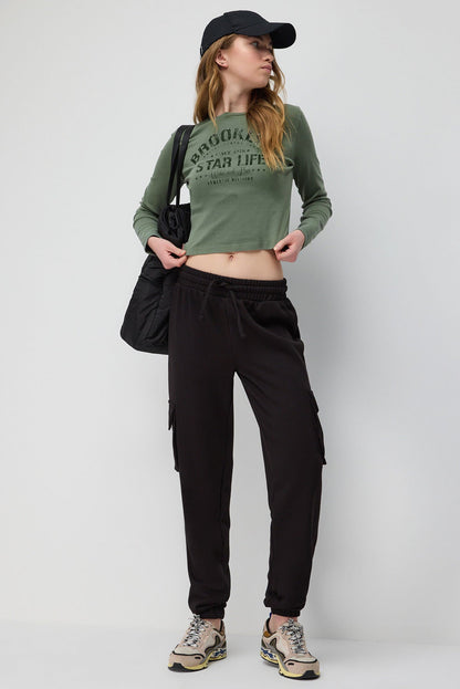 Schwarze Basic Cargo Jogger-Sweatpants