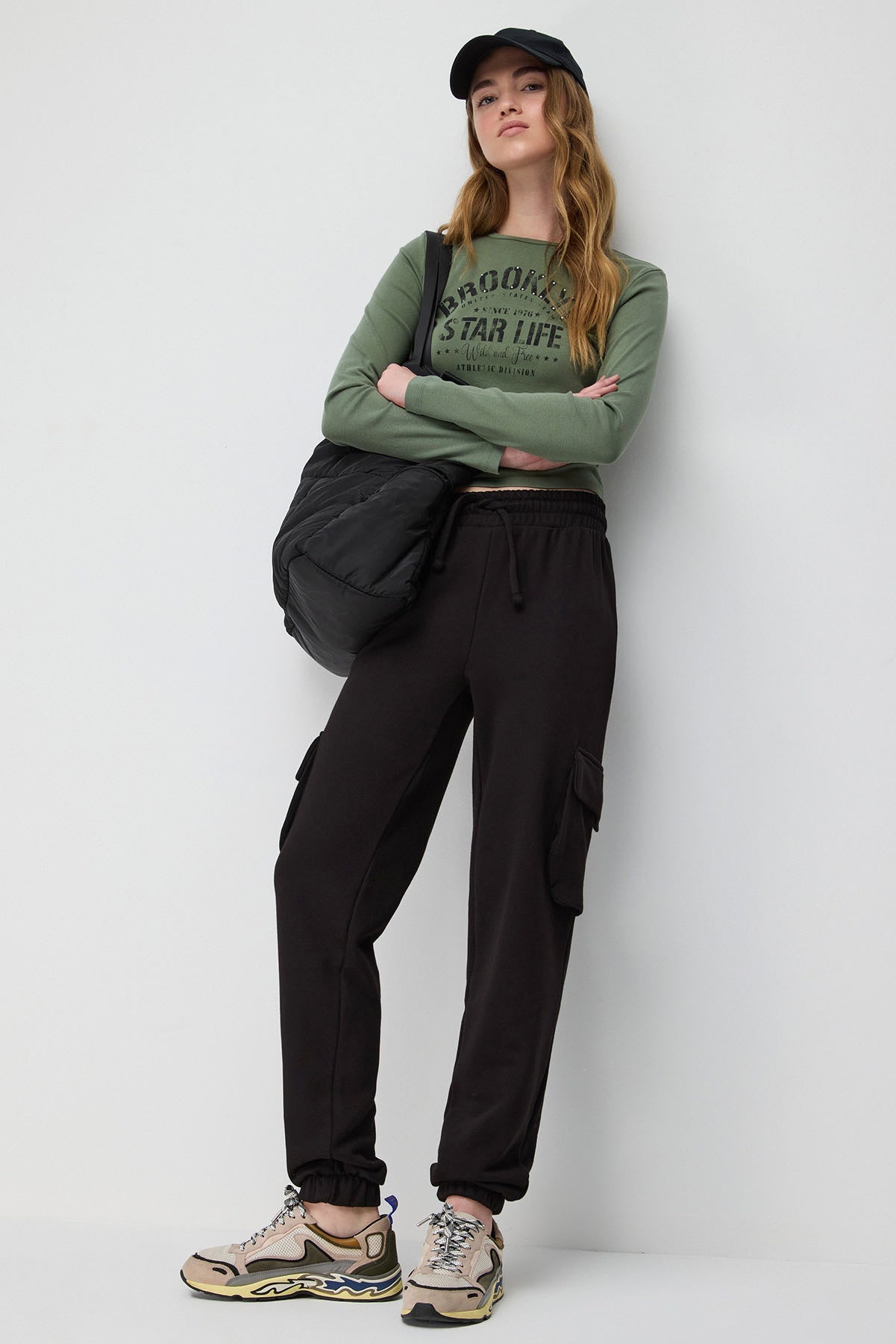 Schwarze Basic Cargo Jogger-Sweatpants