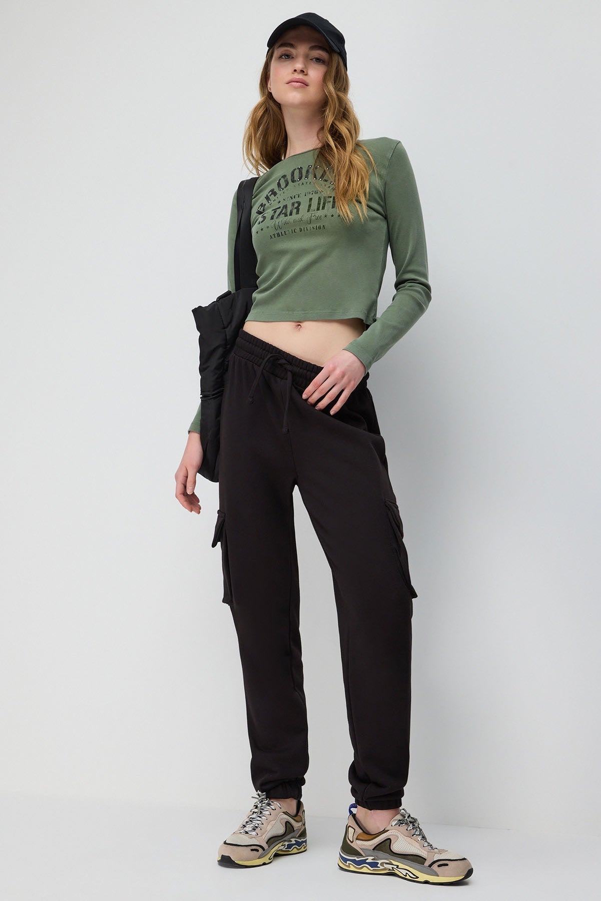 Schwarze Basic Cargo Jogger-Sweatpants