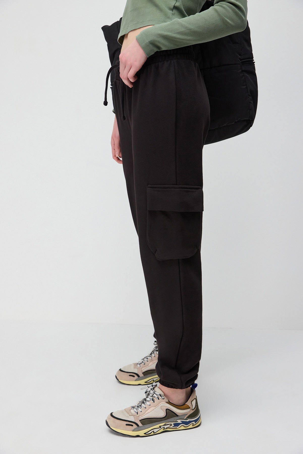 Schwarze Basic Cargo Jogger-Sweatpants
