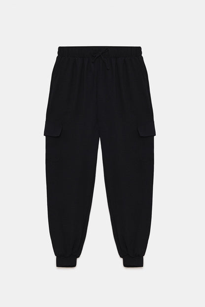 Schwarze Basic Cargo Jogger-Sweatpants