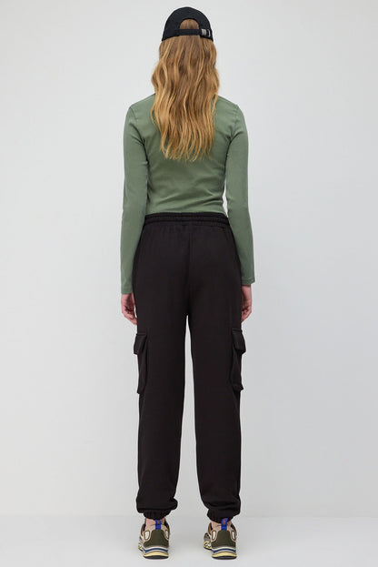 Schwarze Basic Cargo Jogger-Sweatpants