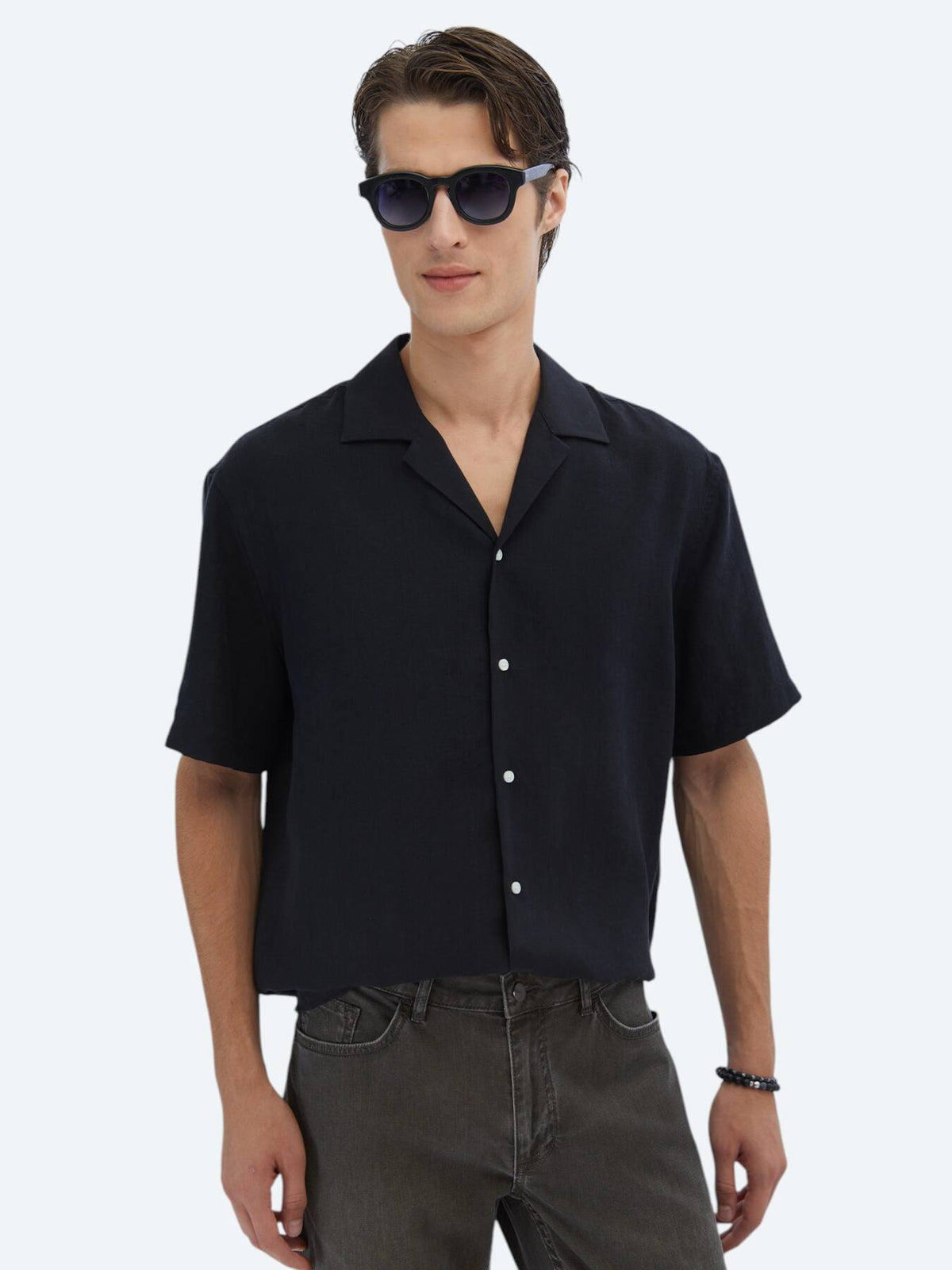 Einfaches Oversized Gewebtes Freizeithemd