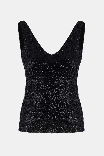 Paillettenbluse mit V-Ausschnitt