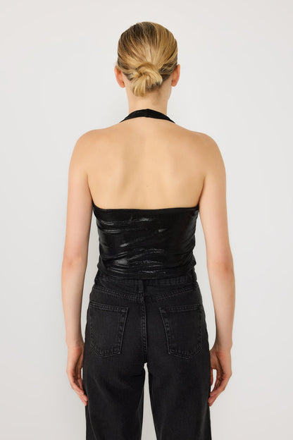 Neckholder-Crop-Bluse