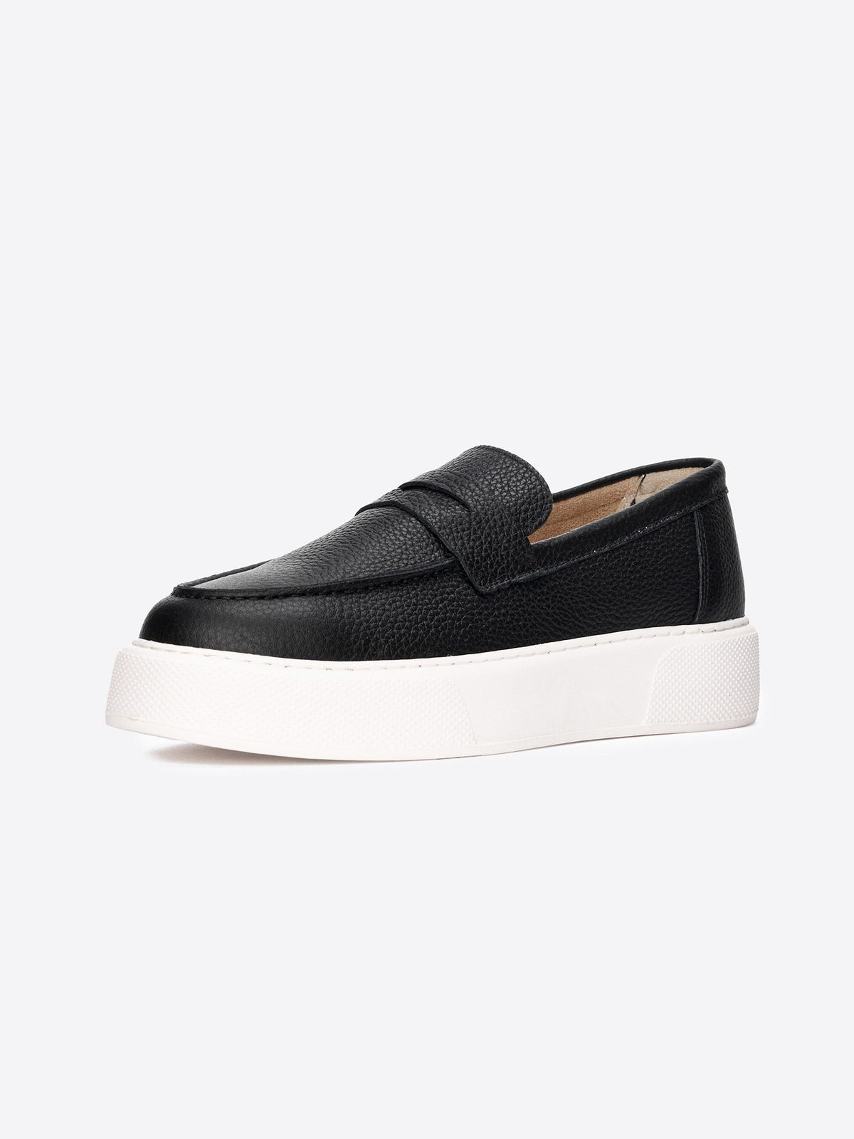 Schwarze und weiße Herren-Loafer mit dicker Sohle