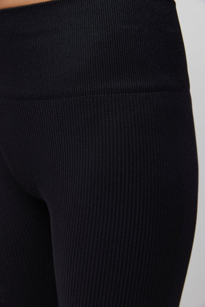 Schwarze, nahtlose Sportleggings mit hohem Bund