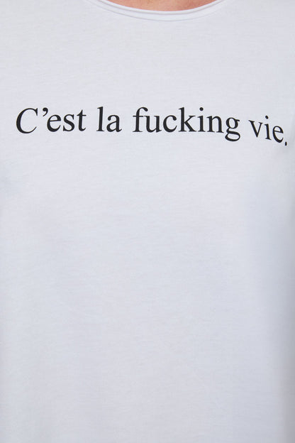 Einfaches T-Shirt mit Slogan-Aufdruck