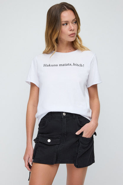 Einfaches T-Shirt mit Slogan-Aufdruck
