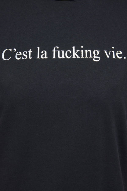 Einfaches T-Shirt mit Slogan-Aufdruck