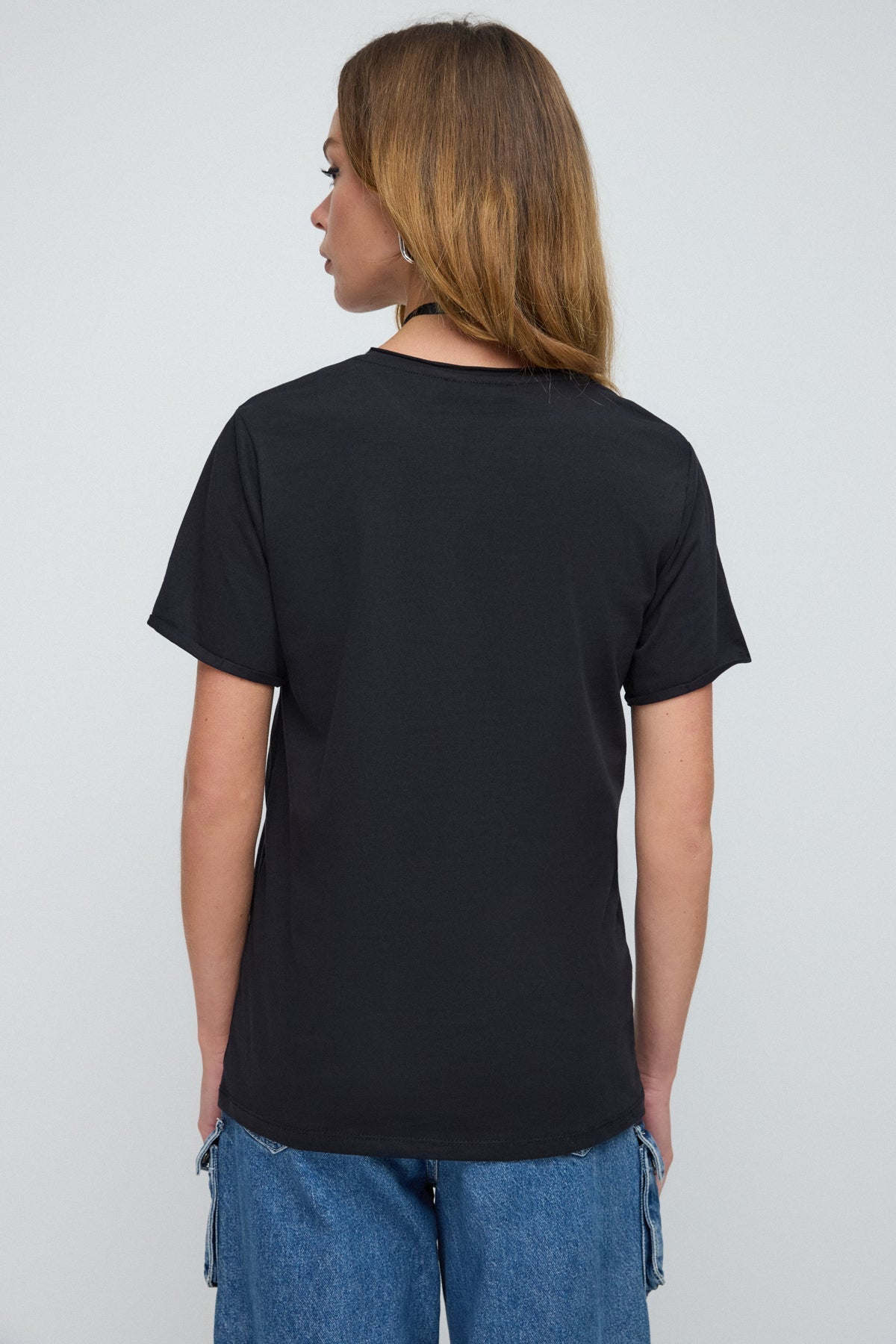 Einfaches T-Shirt mit Slogan-Aufdruck